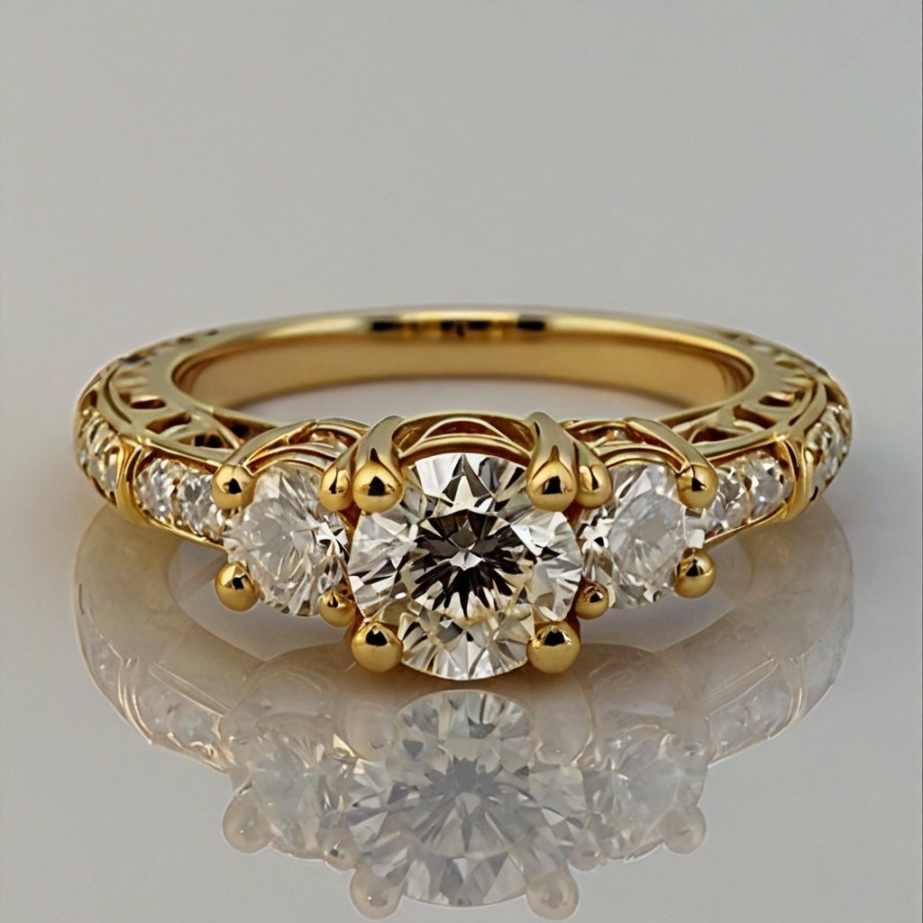 18K Yellow Gold Moissanite Ring